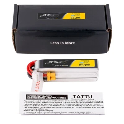 Tattu 850mAh 3S 95C 11.4V HV Lipo RC Drone Battery Long Pack with XT30 Plug - Image 1 of 4