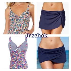 NWT Anne Cole 2 PC Cami U/W Skirt Tankini Swimsuit Set 38 B/C Cup Large Swimwear - Picture 1 of 6