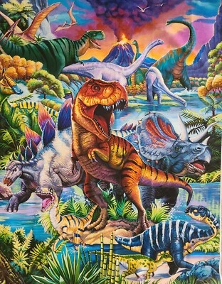 New Digitally Printed Dinosaurs Fabric Panel 44"L X 34.5"W By Four Seasons - Image 1 of 4