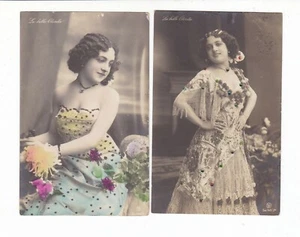 OPERA SINGER PHOTOS 2x La Belle Oterita FRENCH  Applied sparkles Glitter c.1900s - Bild 1 von 2