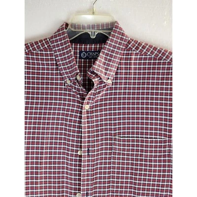 Men's Chaps  long sleeve  red/blue/white plaid LT/GL. button down shirt. - Image 1 of 4