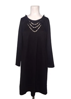 Vestido Vaina Chadwicks Petite Ponte Tejido Talla 6P Negro Imitación Perla Volantes Cóctel  Foto 1 de 4