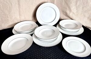 Gibson Black Tie Platinum Lot 4 Of Each: Soup Bowls, Bread  & Dinner Plates