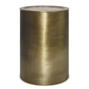 Corbin 16.1 inch Wide Industrial Metal Side Table in Hammered Antique Gold Iron - Picture 1 of 15