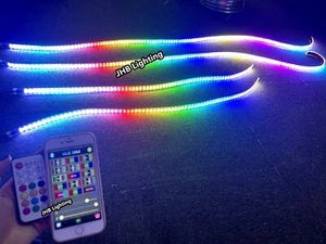 JHB 2PCS 4FT + 2PCS 6.5FT DOUBLE ROW CHASING Flowing LED Underglow Strips Lights - Picture 1 of 21