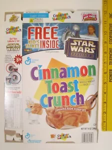 Empty GENERAL MILLS Cereal Box 2002 CINNAMON TOAST CRUNCH Star Wars II Z130A49 - Picture 1 of 2