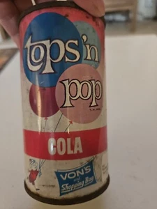Tops N Pops Cola Vintage Soda Can Vons  - Picture 1 of 4