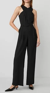 NEW ANN TAYLOR BLACK CROSSOVER HALTER JUMPSUIT SZ 2 - Picture 1 of 7