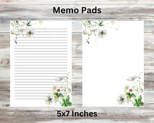 Wild Flower Memo Pads, Writing Pad, Stationary, Office Desk Notepad 5x7 Inches - Picture 1 of 1
