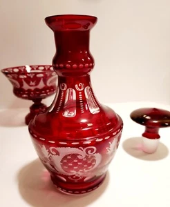 Stunning Egermann Ruby Glass Decanter & Pedestal Dish - Picture 1 of 12