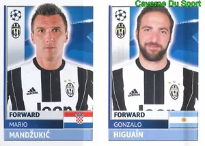 JUV18-19 HIGUAIN MARIO MANDZUKIC JUVENTUS STICKER CHAMPIONS LEAGUE 2017 TOPPS - Picture 1 of 1