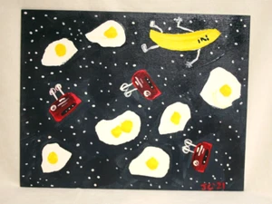 EGGS & MIXERS in OUTER SPACE Jr CHARLIE FAST OUTSIDER POLITICAL FOLK POP ART USA - Picture 1 of 7