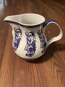 Vintage Large Nanette Vacher Ambiance Collection Portofino pitcher blue flowers - Picture 1 of 5