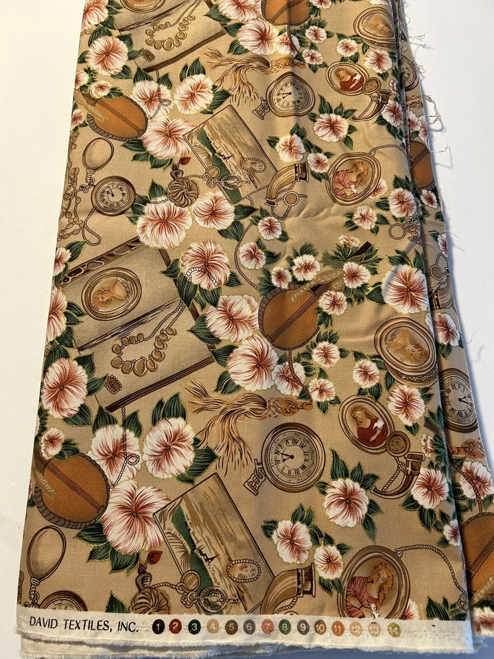 David Textiles Victorian Screen Print Fabric 4.5 Yards X 44” Cotton Quilting - Image 1 of 3