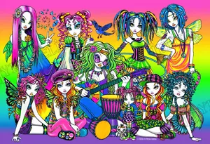 Rainbow Fairy Celebration Candy Music Festival Hippie Signed Myka Jelina Print - Bild 1 von 5