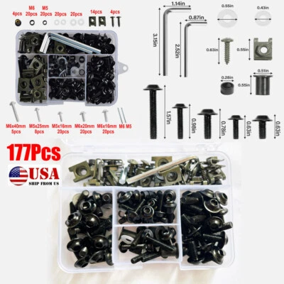 M5 M6 Motorcycle Fairing Bolt Assortment Kit Windscreen Screws Fasteners Fixing - Image 1 of 4