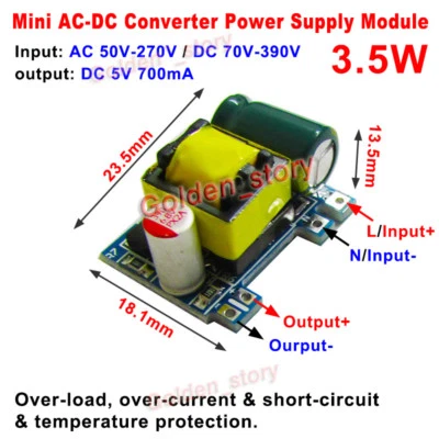 Mini AC-DC Power Supply Buck Converter Step Down Module 110V 220V to 5V 700mA - Image 1 of 4