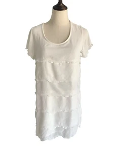 Mink Pink Short Sleeve Dress Size 12 Cream Tiered Short Party Feminine Occasion - Picture 1 of 9