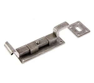 Dark Pewter Wrought Iron 4" Cranked / Necked Door Bolt (VF41A) - Picture 1 of 3
