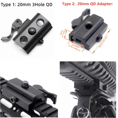 Black Quick Detach Cam Lock QD Bipod Sling Stud Adapter Rails - Image 1 of 4