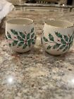 Lenox Say It With Silk Holly Winter Greetings 2 Votive Tea Light Candle Holders