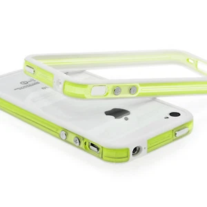 iPhone 4 4S Design Bumper Case TPU Schale Hülle Schutz in grün / weiss - Bild 1 von 8