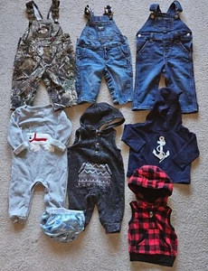 Clothes Lot Boys Sz 6M 6-12M 8pc Ralph Lauren Bass Pro Shop Tahari Baby Gap Fall - Picture 1 of 9