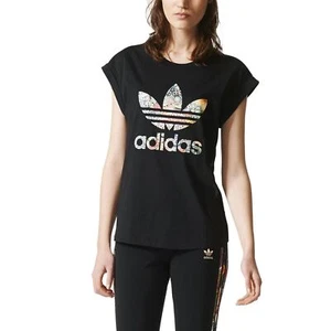 adidas Originals Women's 3-Stripes Design Tee Fitness Sport T-Shirt - Black - Picture 1 of 11