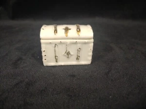 Bone China Schatztruhe Andenkenbox Japan Miniatur Weißgold Schmuck Ring - Bild 1 von 10
