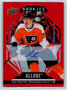 Isaac Ratcliffe 2022 Upper Deck Allure Red Rainbow Autographs RC #110 Flyers
