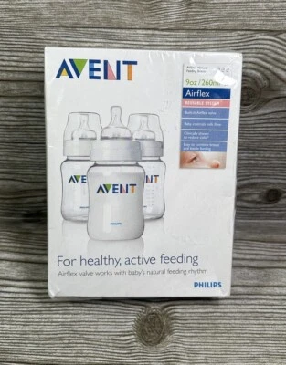 Biberones AVENT Air Flex Alimentación Natural 3-9oz Hecho en Inglaterra Foto 1 de 4