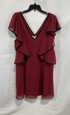 BCBGeneration Womens Garnet Ruffle V Neck Dress Size M - Image 1 of 4