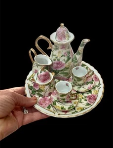 Collectible Pink Red Roses "Victoria's Garden" 10 pc Porcelain Tea Set - Picture 1 of 6