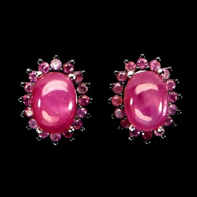 Pendientes de plata de ley 925 rubí ovalado 7x5 mm zafiro piedras preciosas naturales joyería Foto 1 de 4