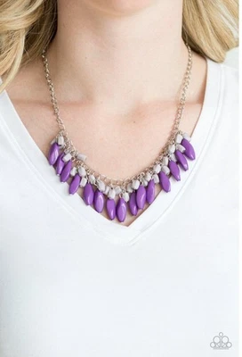 Colar de paparazzi roxo Bead Binge. (Brincos incluídos) Novo com etiquetas - Imagem 1 de 3