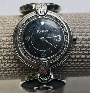 Brighton Topanga Silver Black Quartz Watch 6 Inch Bracelet Band Untested - Picture 1 of 9