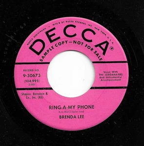 Brenda Lee "Ring-A-My Phone / Little Jonah", on Decca 9-30673. Clean M- Promo - Picture 1 of 2