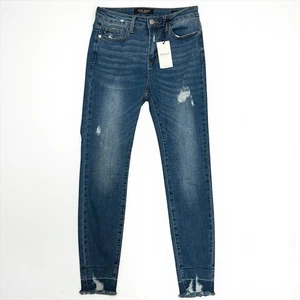 Judy Blue Skinny Fit Distressed Ankle Jeans Medium Wash Blue Size 7/28 NWT - Picture 1 of 16