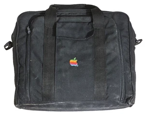 Vintage Apple Logo Macintosh Black Canvas Laptop Sleeve Case Bag 15"x13"x6" - Zdjęcie 1 z 6