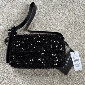 Bolso de hombro Nicole Miller negro con lentejuelas nuevo con etiquetas - Imagen 1 de 4