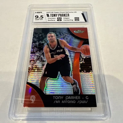 2007-08 Topps Finest Refractor #9 Tony Parker NBA Spurs HOF - HGA 9.5 GEM MINT - Image 1 of 4