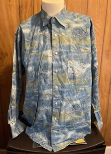 Alan Flusser Shirt Mens Medium Paisley  Boho Bohemian Butter Yellow Button Up - Picture 1 of 15