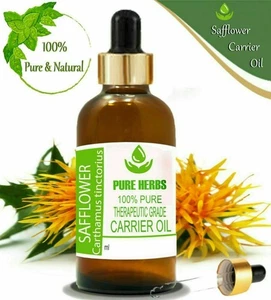 Pure Herbs Safflower 100% Pure & Natural Carthamus tinctorius Carrier Oil uG983 - Picture 1 of 14