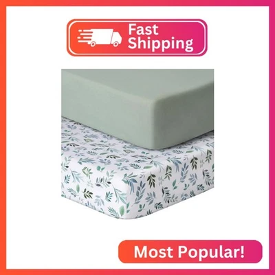 GUNTAIL Baby Crib Sheets for Boys Girls, 2 Pack Fitted Crib Sheet for Standard C - Image 1 of 2