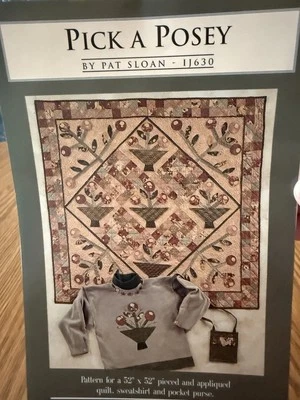 Pick A Pose Appliquéd Quilt Pattern Flower Basket Pat Sloan Indygo Junction  - Image 1 of 4