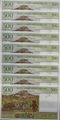 MADAGASCAR 500 FRANCS P-75 1994 x 10 Pcs Lot ANIMAL UNC BUNDLE MONEY BANK NOTE - Image 1 of 4