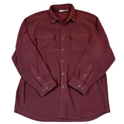 Vintage L.L. Bean Burnt Orange Fleece Button Up Shirt Polyester Men’s XL - Image 1 of 4