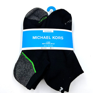 Michael Kors Mens 6 Pair Black Performance Cushioned Low Cut Sock Set One Size