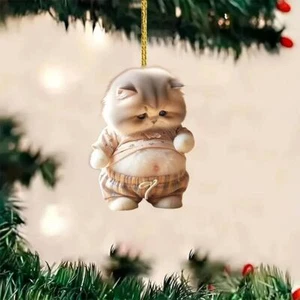 Cat Ornament Hanging Charm Festive Kitten Acrylic New H9 - Picture 1 of 26