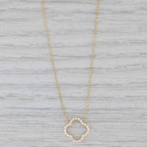 Nuovo Zircone Cubico Fiore Aperto Collana 14k Oro Giallo 16 " Cavo Catena - Foto 1 di 6